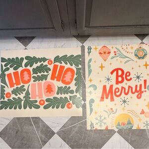 Festive Holiday Wall Art Set - Green and Red